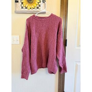 Vintage Lands End Mens XL Textured Knit Linen Cotton Roll Crew Neck Fisherman